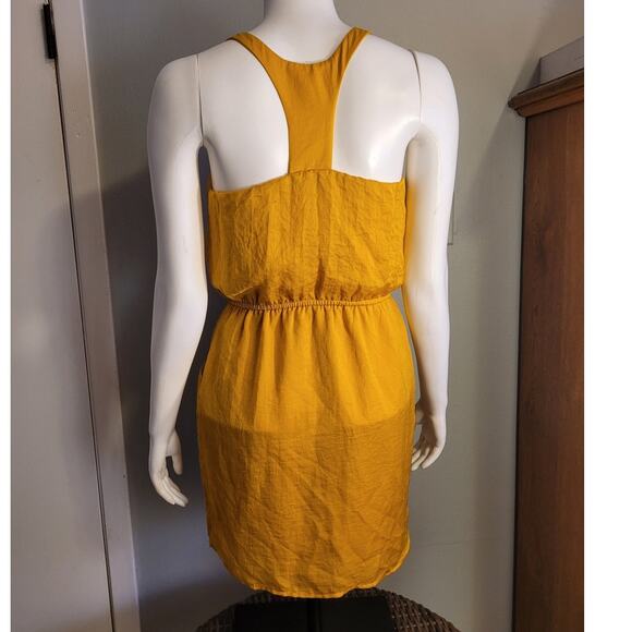Coquette Babydoll Smocked Satin Mini Dress Mustard Yellow Indie Festival XS - Picture 5 of 10